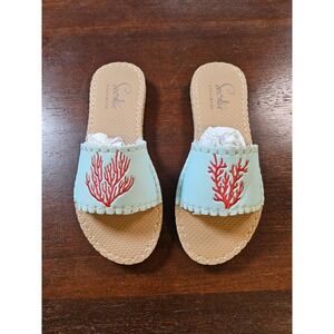 Sea star Women's Cabana Slide Water Sandals Orange Coastal Coral Size 6